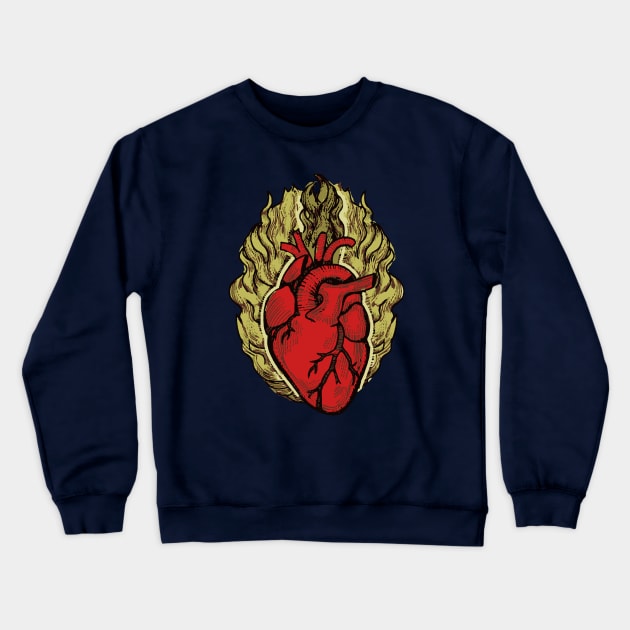 Heart anatomical heart burning heart t-shirt Crewneck Sweatshirt by The Brooklyn Vibe